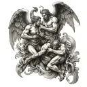 angels fighting demons tattoo design idea