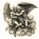 angels fighting demons tattoo design idea