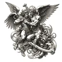 angels fighting demons tattoo design idea