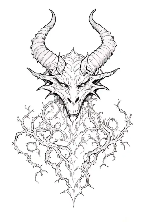 vines and demon tattoo design idea