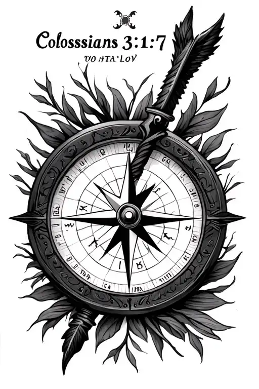 Colossians 3:17 Bible Verse and Compass tattoo design idea