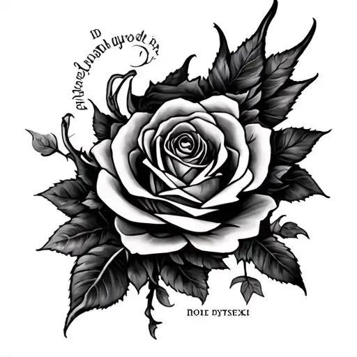 Dyslexia, with word. a dragon and a rose.  tattoo design idea