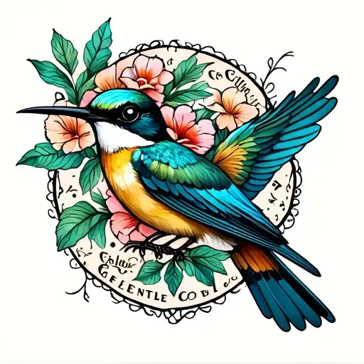 Colibrí Go Gentle tattoo design idea