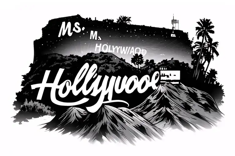 Ms. Hollywood sign tattoo design idea