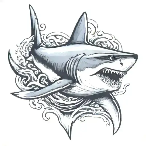 great white shark wearing a navy Dixie cup tattoo design idea