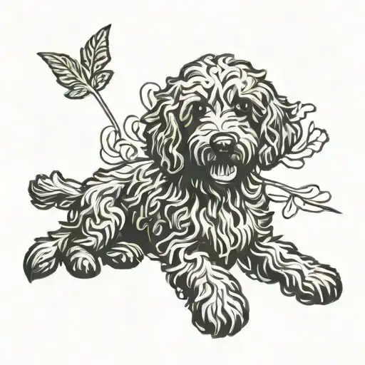 goldendoodle with carrot tattoo design idea