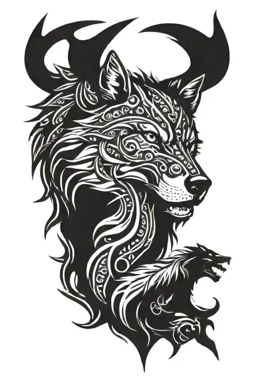 wolf and viking tattoo design idea