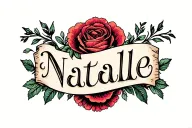 Custom name Natalie written underneath tattoo design idea
