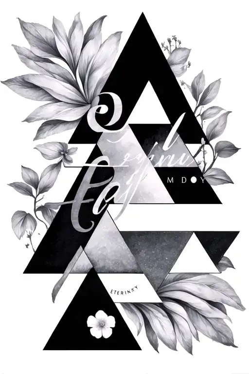 minimalistic tattoo triangles style with 3 words eternity loyalty harmony  tattoo design idea