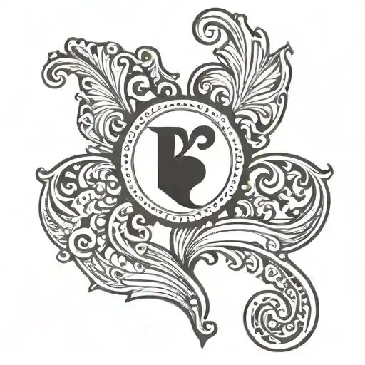 heart shaped semi colon B M K O tattoo design idea