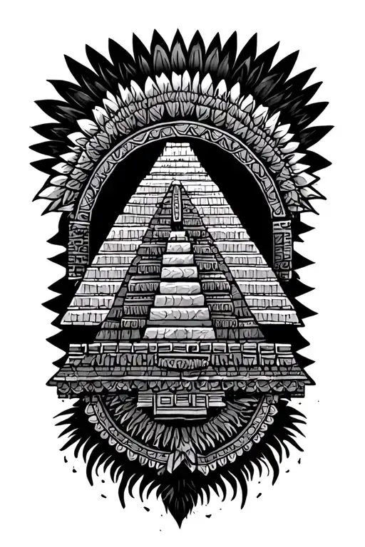 Aztec pyramid tattoo design idea