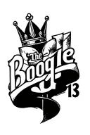 The word boogie with a crown above it and a small 13 next to the crown tattoo tattoo design idea