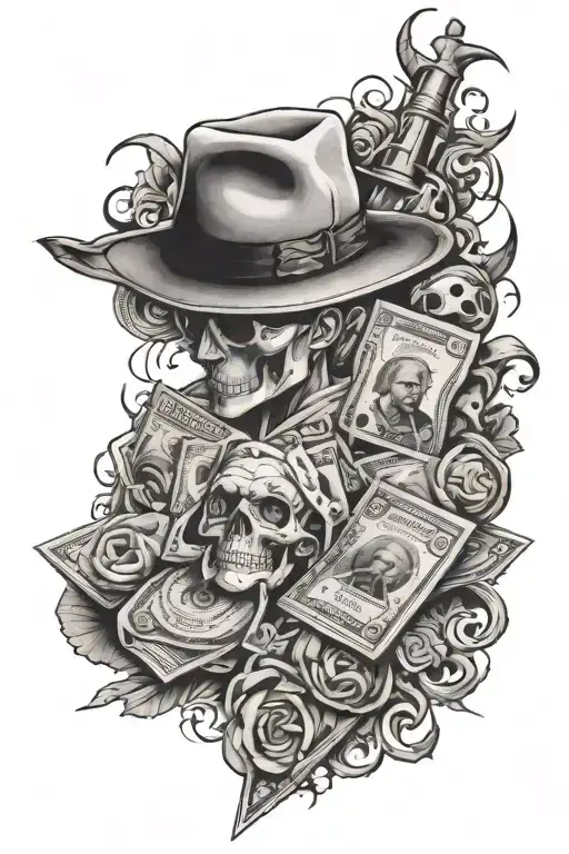 Gangster money tattoo design idea