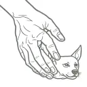 dog touching woman hand with paw tattoo design idea
