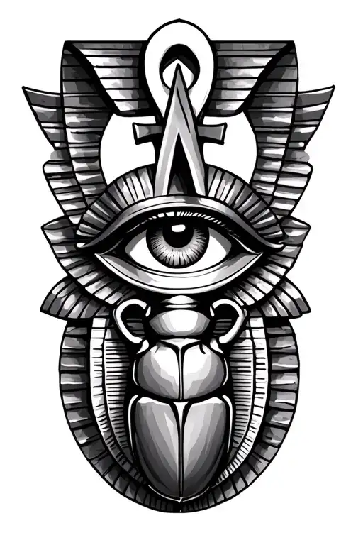 Egyptian tattoo with the eye of horus and ankh and a scarab beetle  tattoo design idea