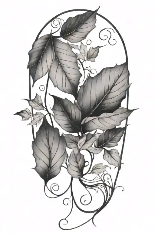 autumn leaves flowing in the wind tattoo design idea