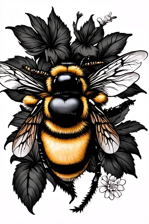 bumble bee, jasmin flower, heart tattoo design idea