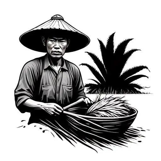 Vietnamese rice farmer tattoo design idea