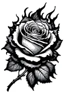 burning rose tattoo design idea
