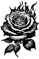 burning rose tattoo design idea
