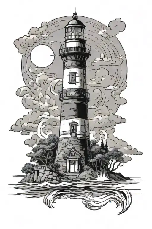 Fire island lighthouses simple with a flame out of the top (like a lighter)  tattoo design idea
