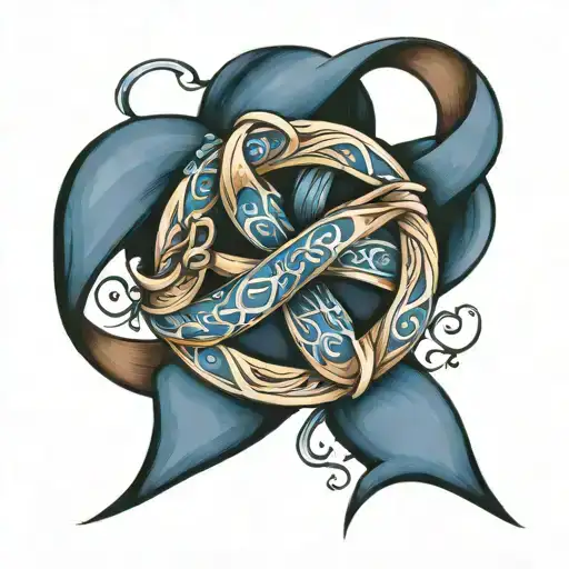 dementia and colon cancer ribbon intertwined tattoo design idea