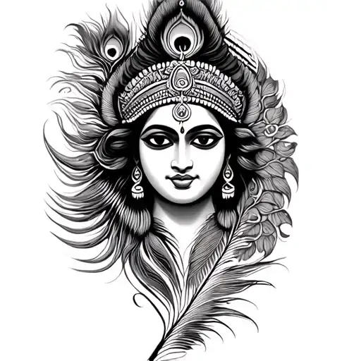 murugan vel with om and peacock feather tattoo design idea