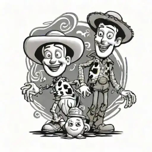 casper the friendly ghost alongside woody from toy story tattoo design idea