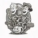 casper the friendly ghost alongside woody from toy story tattoo design idea