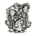 casper the friendly ghost alongside woody from toy story tattoo design idea