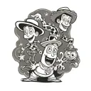 casper the friendly ghost alongside woody from toy story tattoo design idea