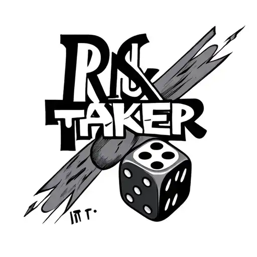 3 dice that say risk taker across it tattoo design idea