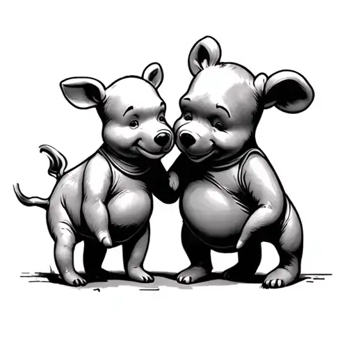 Winneh the Pooh and piglet vaping  tattoo design idea