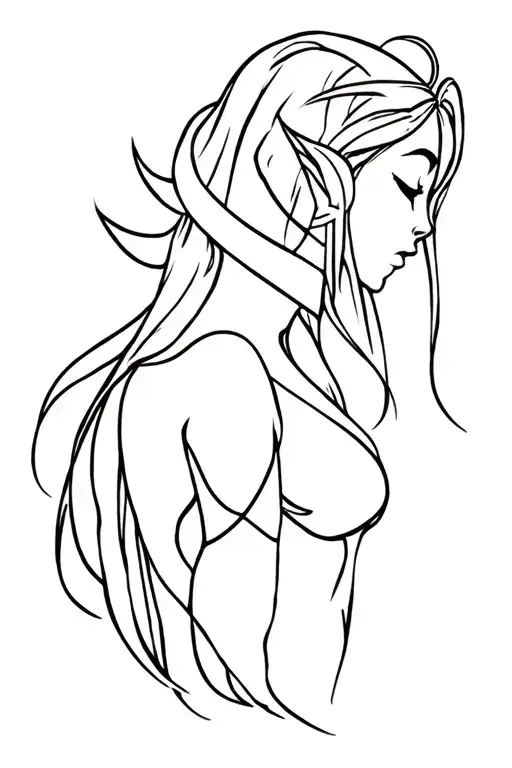 plus size elf girl tattoo design idea