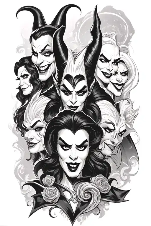 Disney villains coming tattoo design idea