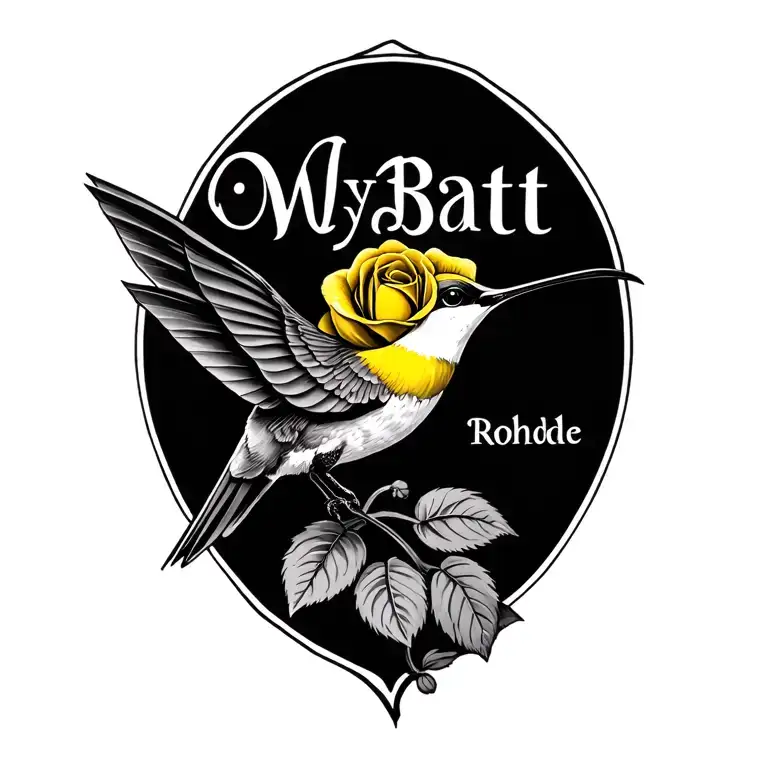 "Wyatt Rohde " yellow rose humming bird tattoo design idea