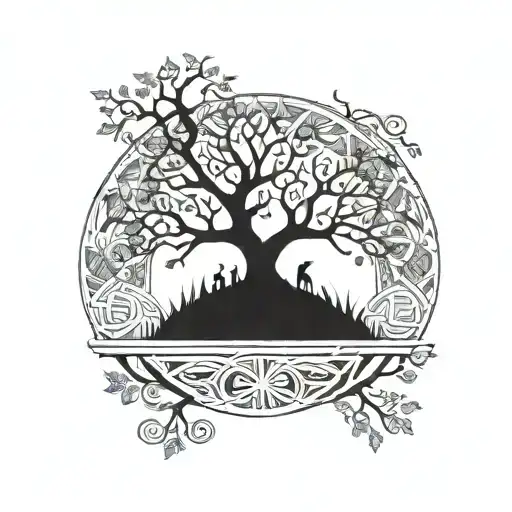 dna double helix trunk tree of life tattoo design idea