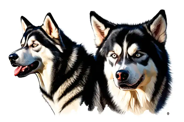 Husky Siberian leaving tattoo design idea