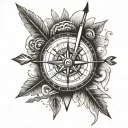 indian half compass and arrow  tattoo design idea