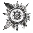 indian half compass and arrow  tattoo design idea