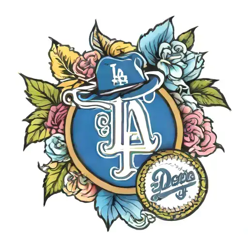 feminine los angeles dodgers logo tattoo design idea