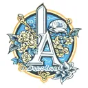 feminine los angeles dodgers logo tattoo design idea