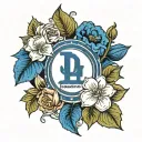 feminine los angeles dodgers logo tattoo design idea