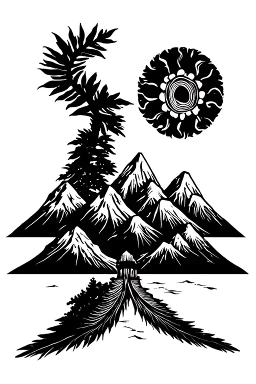 Haiti mountains tattoo design idea