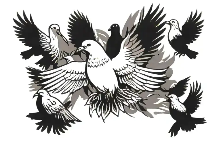 bullet through a flock of doves tattoo design idea