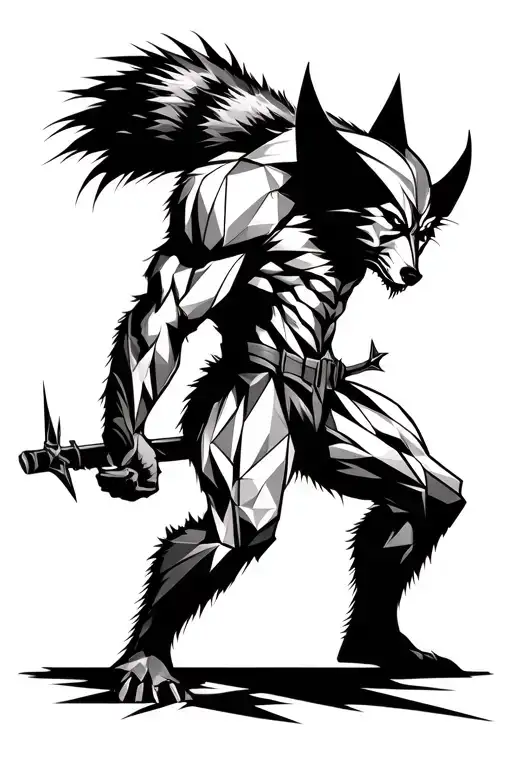 wolverine hunting its prey tattoo design idea