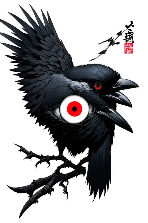 itachi crow with a sharingan eye tattoo design idea