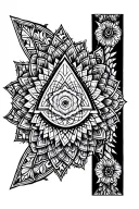 penrose triangle inside mandala for forearm sleeve tattoo design idea