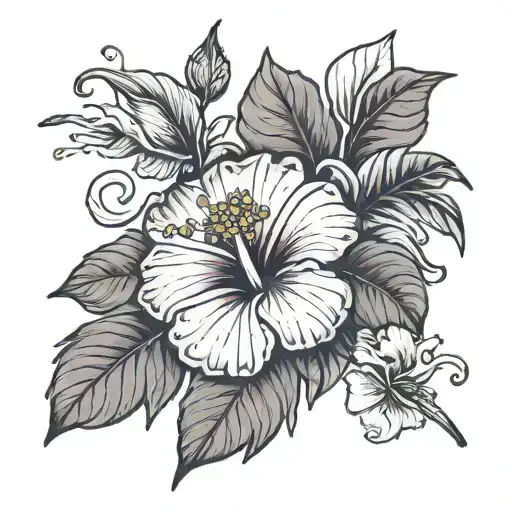 hibiscus and the word godspeed tattoo design idea