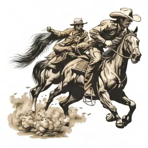 cowboy riding a horse tattoo design idea